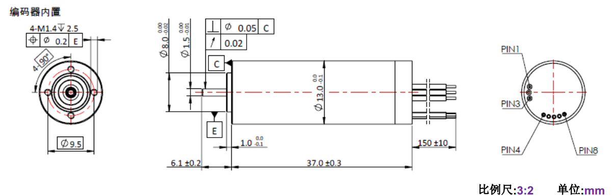ECS 1337 内置编码器空心(xin)杯电(dian)机-万至达电机(ji)